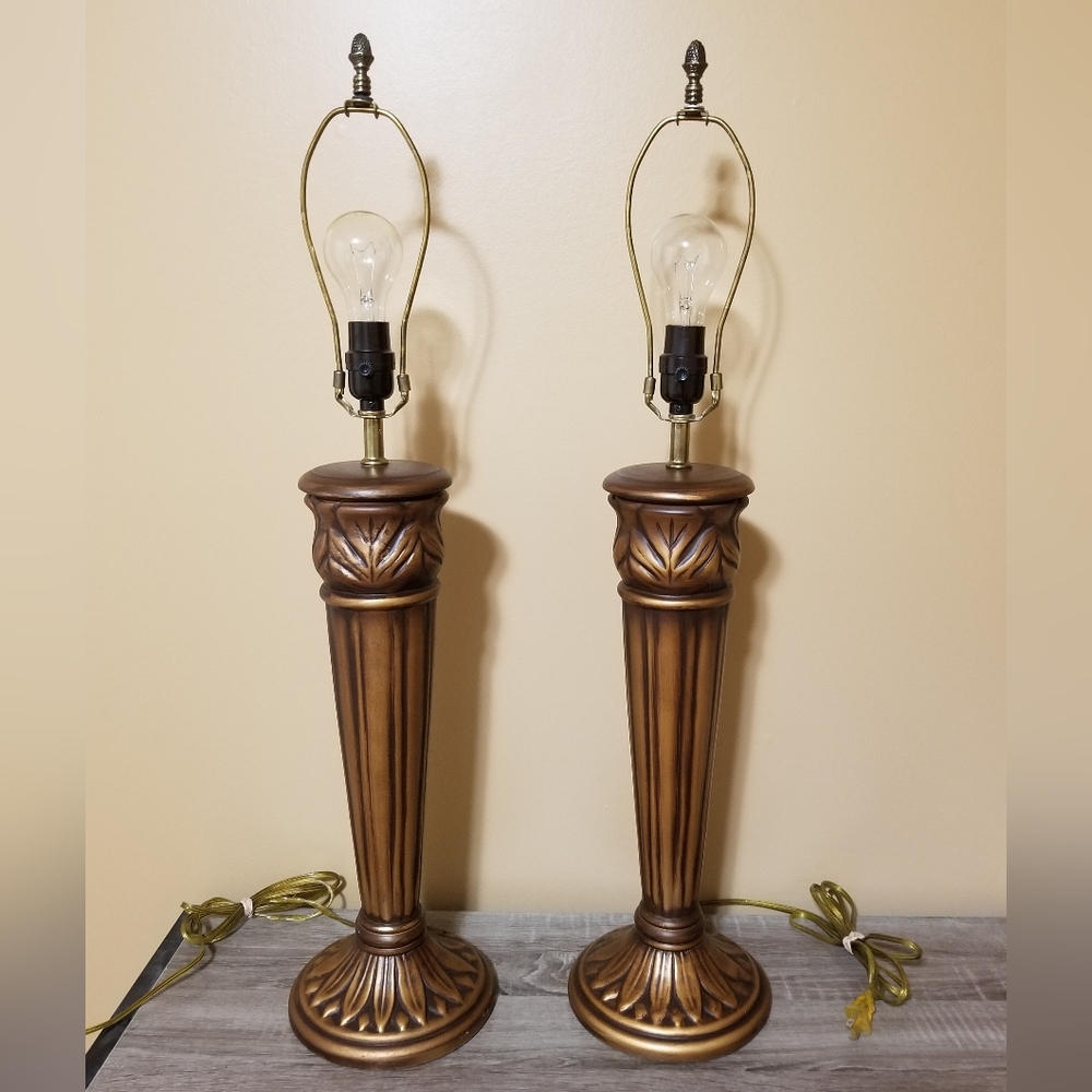 Large 32" Pillar Ceramic Table Lamp Set